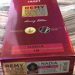 Brand New Human Hair Janet Collection Remy Bang Wig 1B